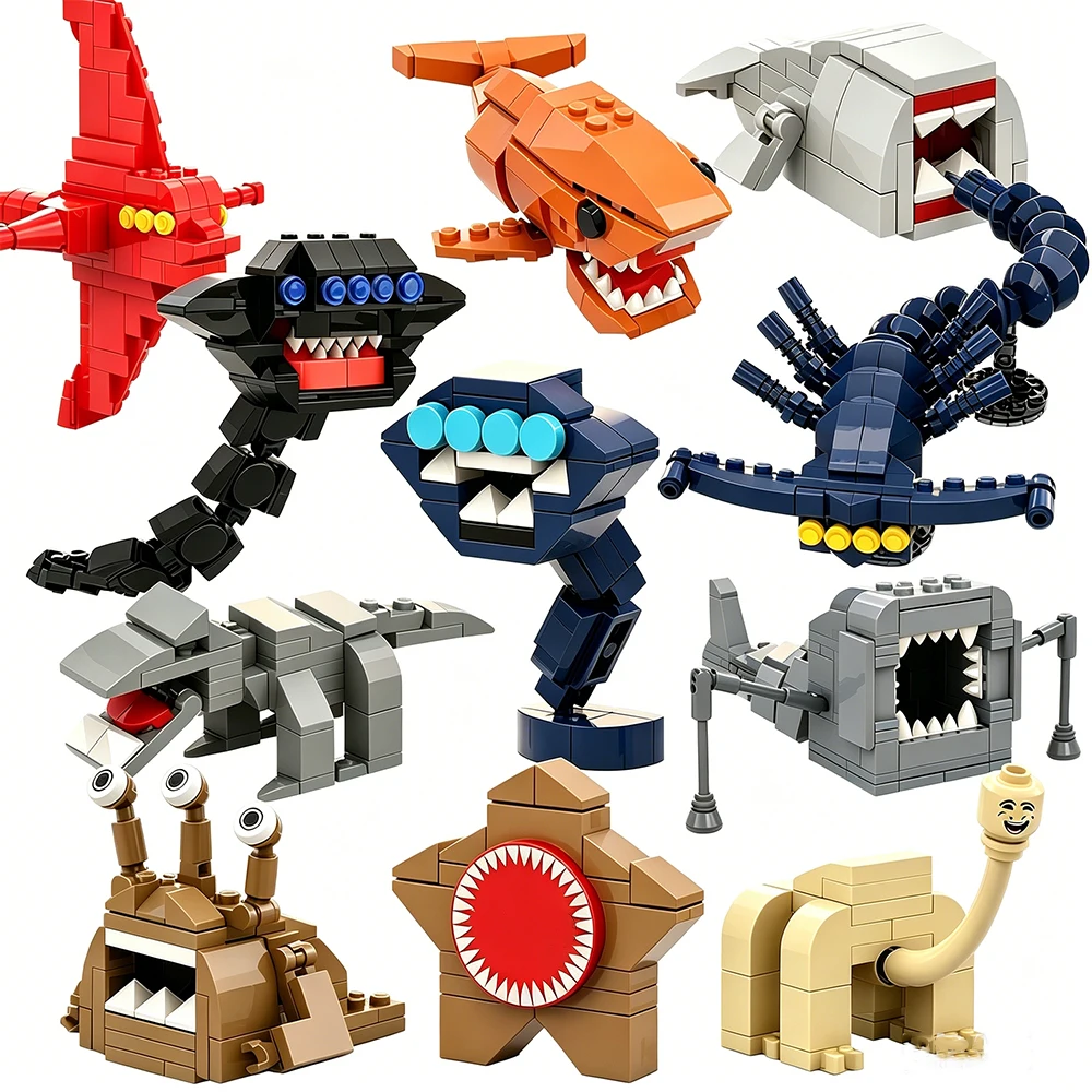 

5-in-1 Bloop Sea Monster Building Blocks Set Subnautica Sea Eater Gran Maj Model Bricks Desk Decor DIY Education Birthday Gift