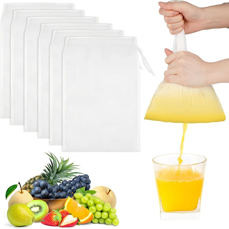 3/4/6/8Pcs Reusable Straining Bag Set 20*30cm Cheese Cloth Cheesecloth Bags for Straining Fine Mesh Straining Bag Drawstring Bag