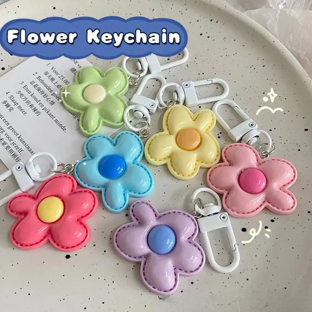 Candy Color Flower Keychain Lovely Flower Keychain Cute Backpack Ornaments Pendant Keyring For Bag Jewelry Gifts