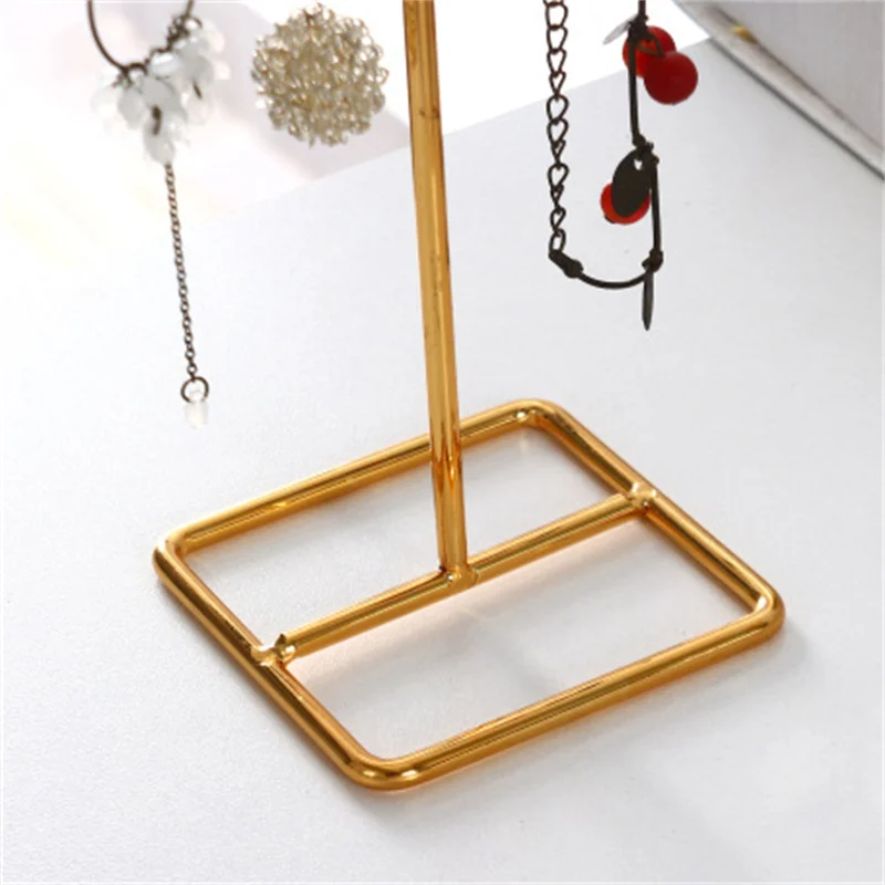 T-Bar Creative Wrought Iron Jewelry Rack Ring Earrings Necklace Hanger Storage Rack Jewelry Prop Display Stand Earring Organizer