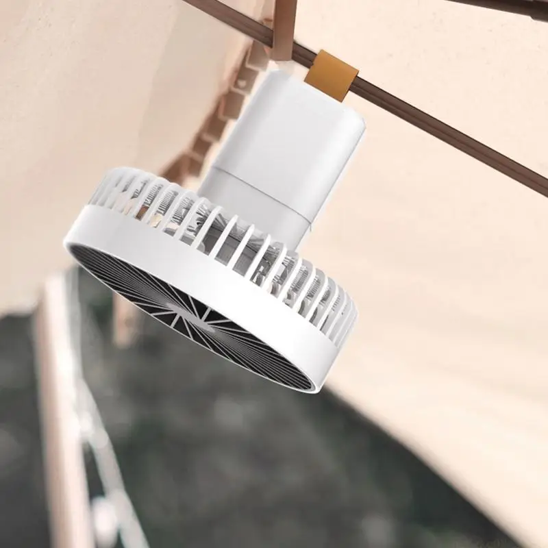 1200mAh Portable Hanging Fan USB Rechargeable Tripod Fan Air Cooler Camping Fan 3 Speed Ceiling Fan Desk Fan for Unisex