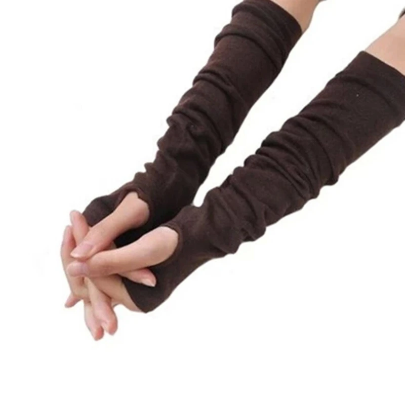 Lange, halbfingerlose Strickhandschuhe, Sommer-Sonnenschutz, weiche Strick-Armstulpen, Unisex, Outdoor-Radfahr-Handschutz