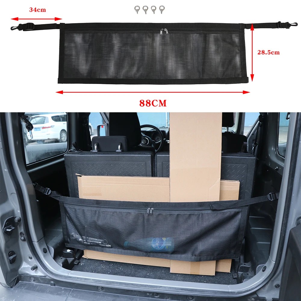 SXMA JMN003 Trunk Cargo Barrier Net with Storage Bag,Rear Safety PVC Isolation Organizer Luggage Divider forJimny 2-3Door 2019++