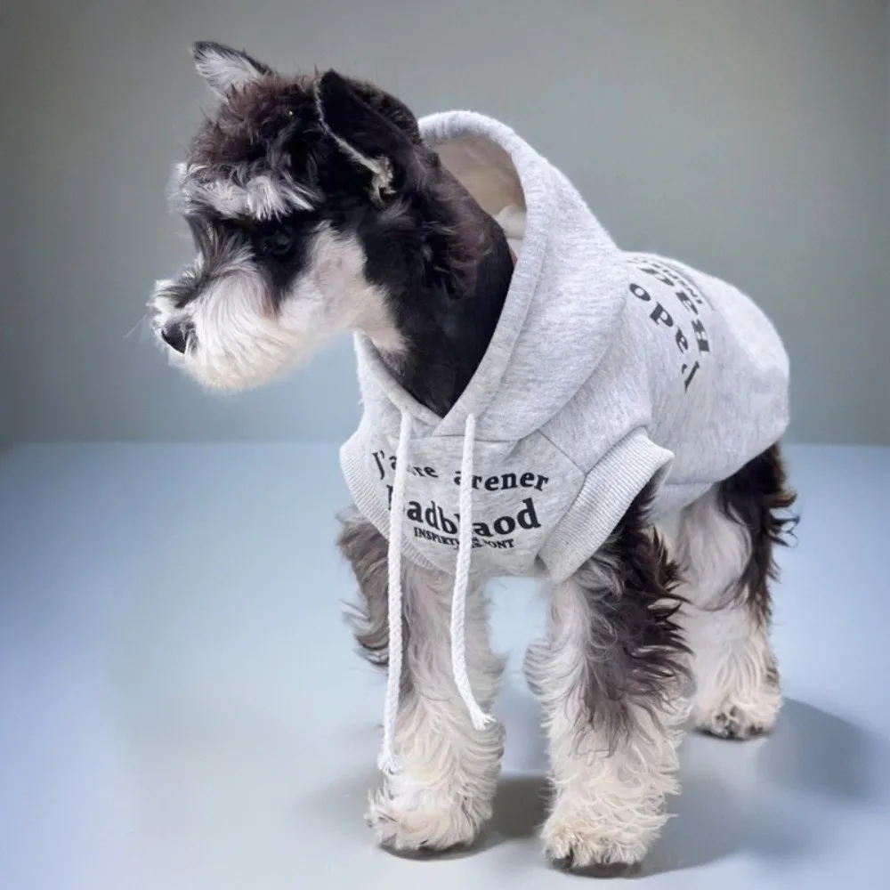 Stylish Letter Print Dog Sleeveless Hoodie Breathable Soft Puppy Pullover with Drawstring Warm Pet Jumpsuit Outdoor Activities