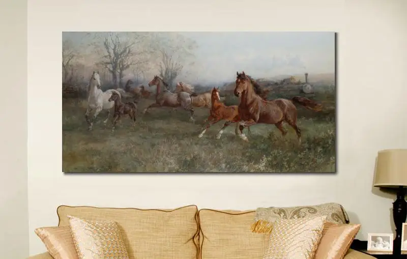 كبير قماش الفن تشغيل الخيول النفط اللوحة رسمت باليد المعيشة ديكورات للحائط Heywood هاردي المشهد الفني جودة عالية
