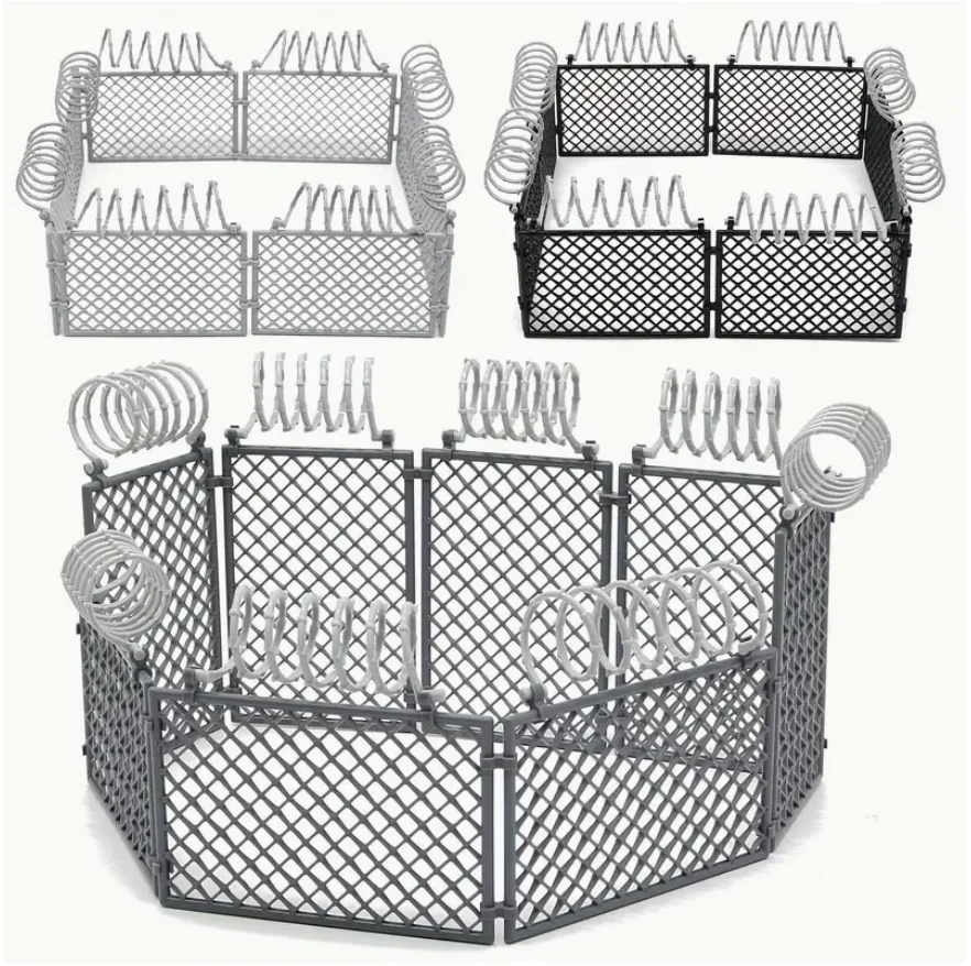 60pcs Police Bricks Protective Net & Mesh Wall Roadblock Accessories Military Building Blocks Set for Soldier Figuries DIY Model