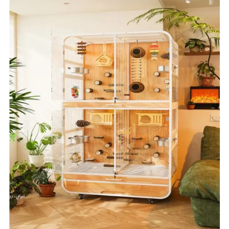 2026 Large Luxury Solid Wood Bird Cage Suitable For Multiple Birds And Pet Toys