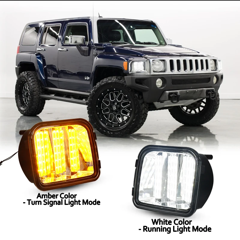 iJDM Switchback Bursztynowo-żółta lampa kierunkowskazów LED do 2006-2010 Hummer H3 H3T Xenon White LED jako światła do jazdy dziennej