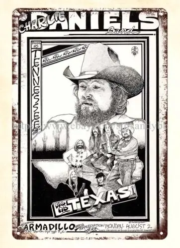 1976 Charlie Daniels Band Armadillo World Headquarters Concert metal tin sign