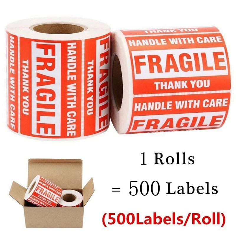 3 Roll/500Pcs Fragile Warning Sticker Handle With Care Keep Dry Express Label