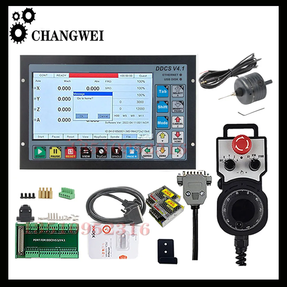 New Upgrade Ddcsv4.1 3/4 Axis G Code Cnc Offline Controller Kit Usb Interface For Mpg Handwheel With Emergency Stop Function