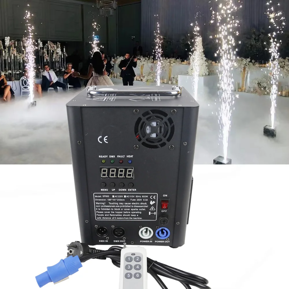 New 600W Cold Sparks Machine Remote Control Wireless Cold Firework Machine Fountain Stage Equipment for Wedding Party Show DJ