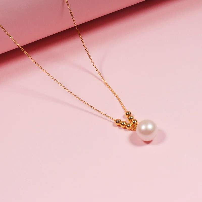 

Freshwater Necklace S925 Sterling Silver 6+1 Round Pearl Single Bead Pendant Clavicle Chain Jewelry