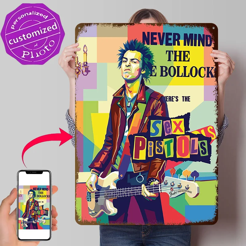 Sid Vicious Sex Pistols Pop Art 3D Printed Texture Poster Personalized Wall Art Retro Metal Tin Signs for Coffee Bar Accessories