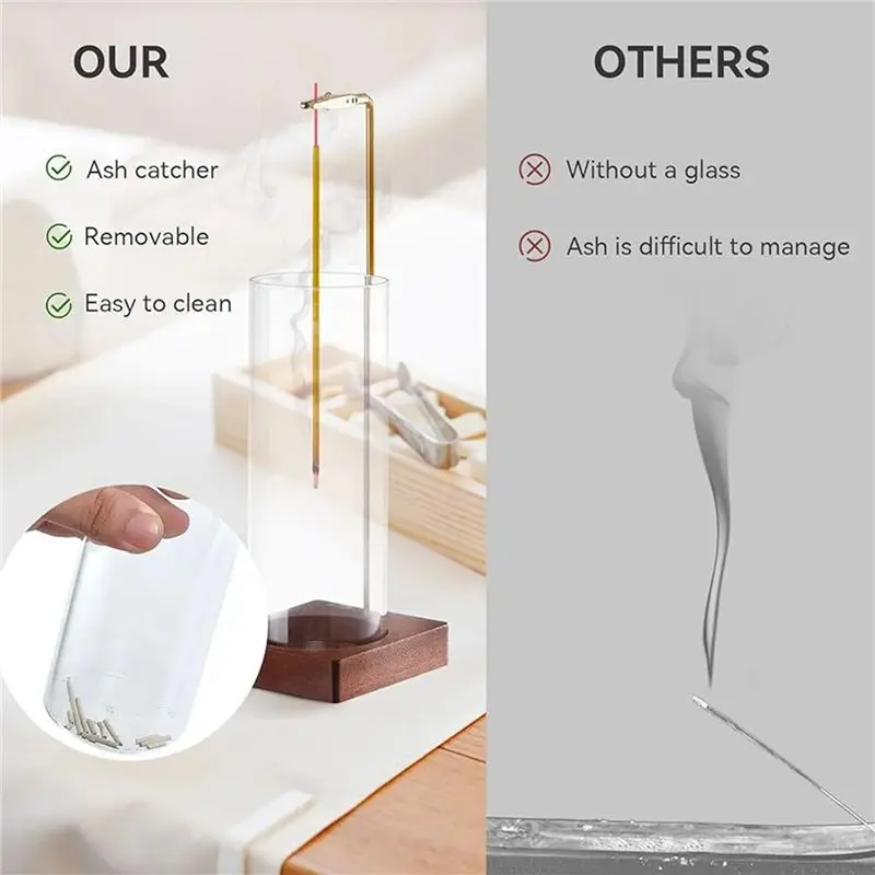ABSS-4X Incense Holder 10Inch Anti Ash Flying Incense Holder With Removable Ash Catcher, Upside Down Incense Burner