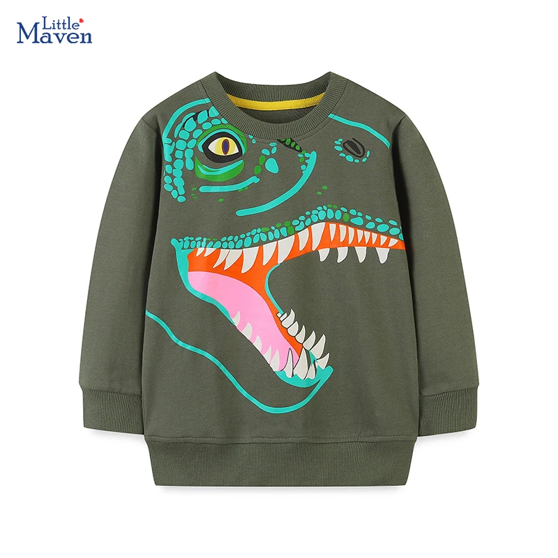 Little Maven Frühling Cartoon Dinosaurier Kleinkinder Sweatshirts Hoodie Herbst Baby Jungen Tops Kostüme Kinder Kleidung Kinder Kleidung