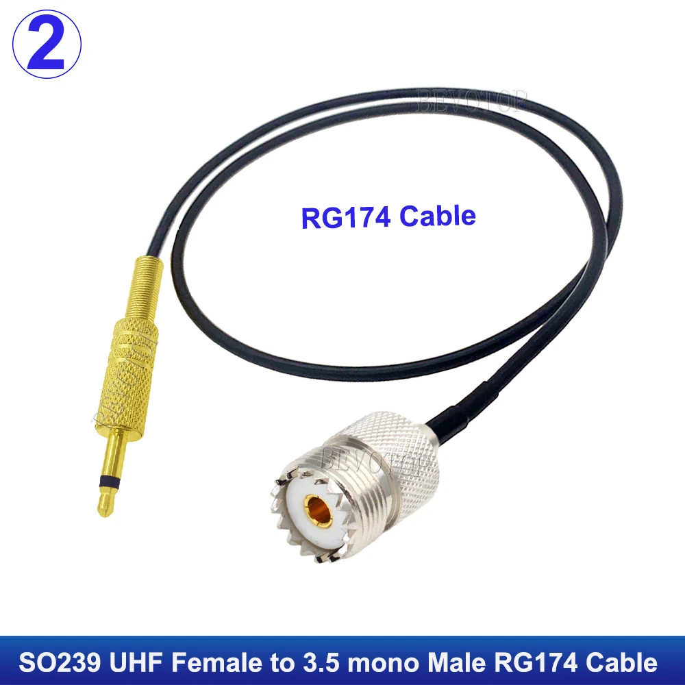 1 Stück UHF-Stecker/Buchse auf 3,5mm Mono-Stecker 1/8" TS 50 Ohm RG174 Pigtail für CCTV-Kamera Monitor Antenne Kabel RF Koaxialkabel Jumper