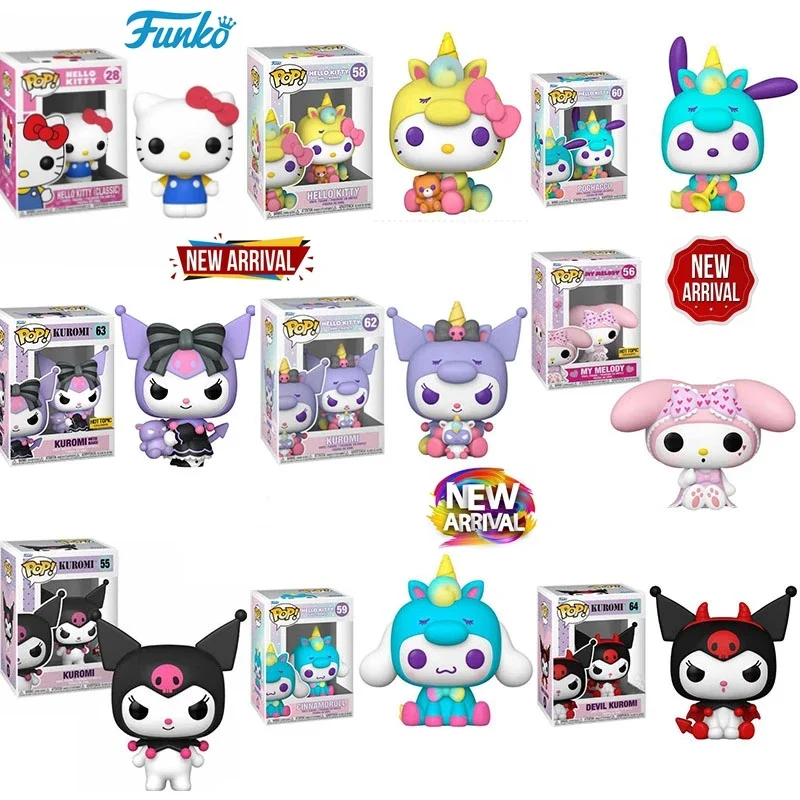 Funko POP-figuras de acción de Hello Kitty y Friends, muñecos de juguete de Cinnamoroll 59, Pochacco 60, Kuromi 62, My Melody 56, Kuromi 55, 28 y 58