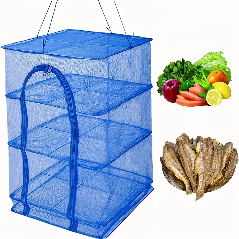 

Portable Foldable Fishing Net with 3 Layers - Versatile Mesh Dryer for Shrimp, Fish, Fruit, and Vegetables - Breathable Nylon Ma