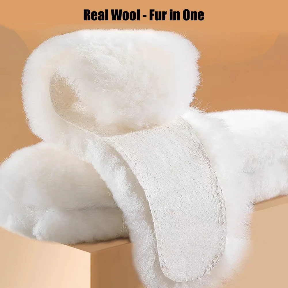 4/2 Stück natürliche Schaffell-Wolleinlegesohlen für Schuhe Männer Winter Füße warm verdicken flauschige Fleece Schuheinlegesohlen Damen Schneestiefel Schuhpolster – Detail 4
