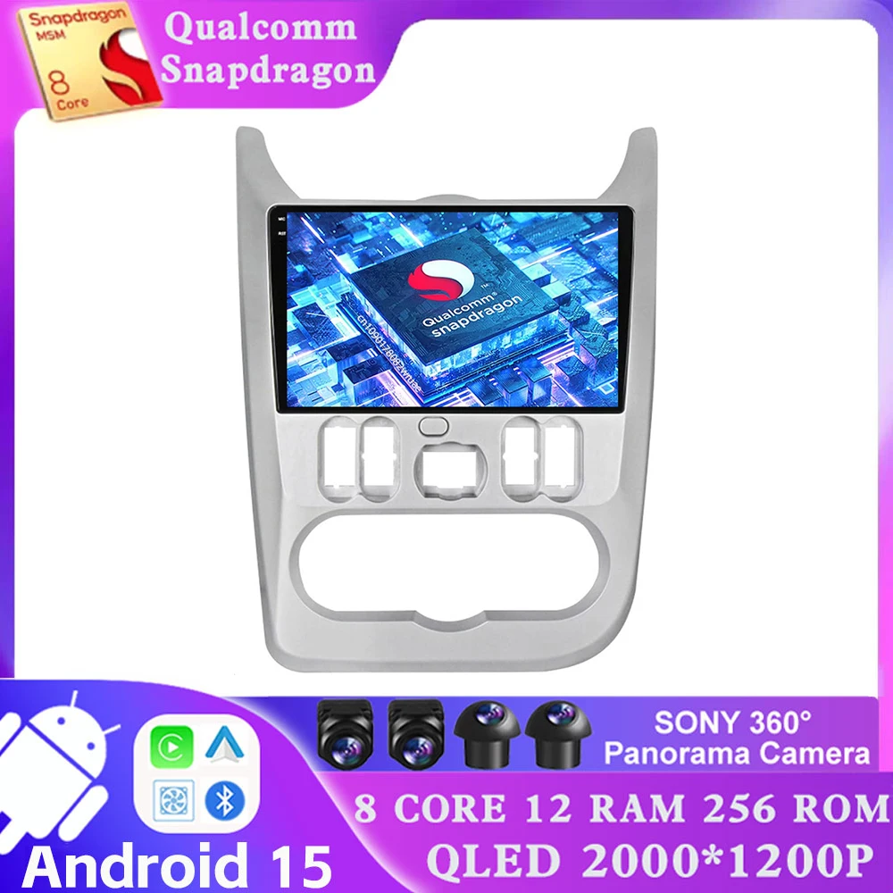 Android 15 для Renault Logan 1 Sandero 2009 2010 2011 2012-2015 DSP 5G WIFI AUTO GPS-навигация BT Viedo Player Qualcomm QLED