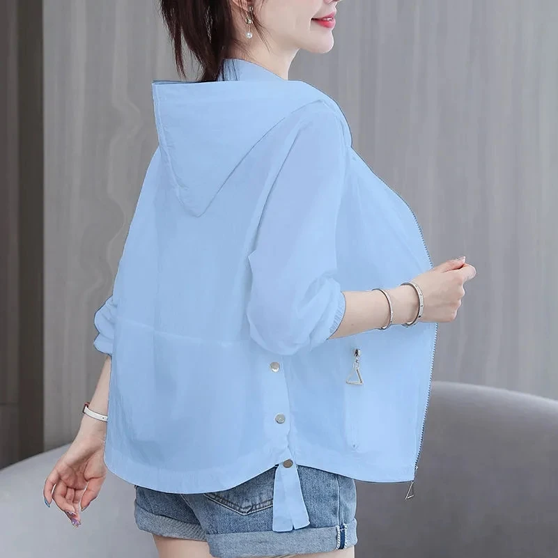 Summer Short Breathable Sun Protection Clothing 2025 New Women Loose Trench Coat Anti-ultraviolet Cardigan Windbreaker Jacket