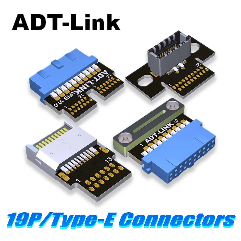 ADT-Link USB 3.0 to USB 3.1 Type-E Connector Adapter - 19Pin Female & 20Pin Male Solder Plug for DIY Motherboard Projects