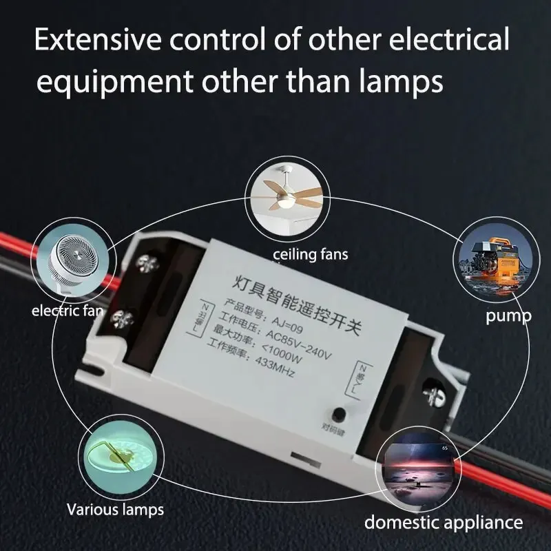 Wireless Switch 433Mhz Movable Wall Panel Switch RF Wall Light Switch AC 110V 220V 30A Remote Control Relay Controller For Lamp