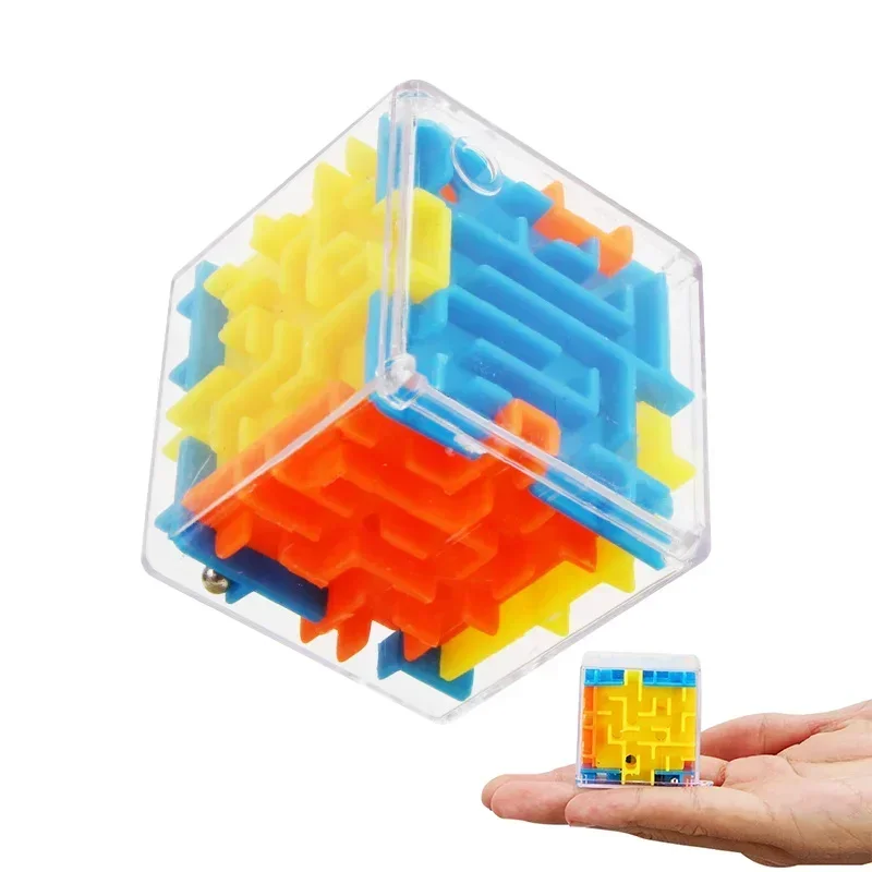 3D Maze Magic Cube Six sided Transparent Puzzle Intelligence Magic Cube Rolling Ball Magic Cube Children Maze Stress Relief Toy