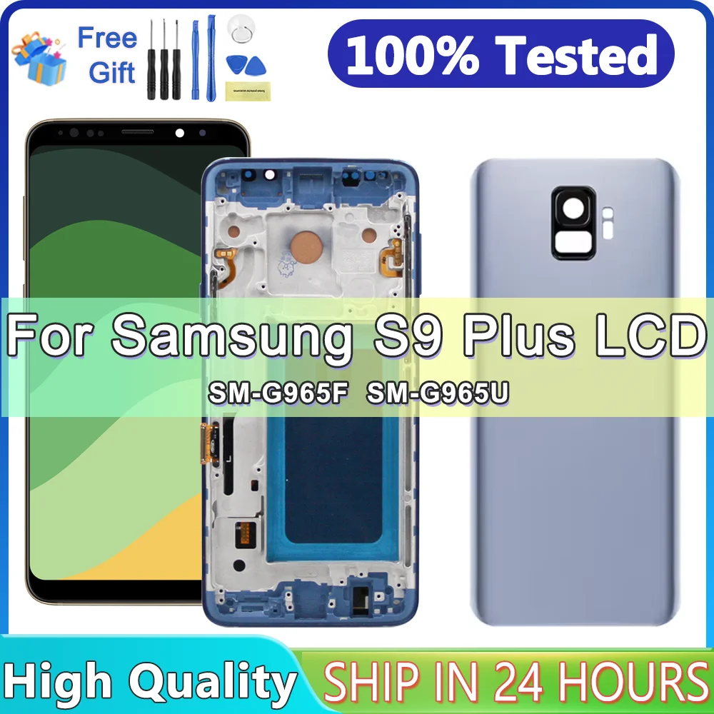 Tested S9+ LCD with frame for SAMSUNG S9 Plus G965 G965F Display Touch Screen Digitizer Assembly Replacemen