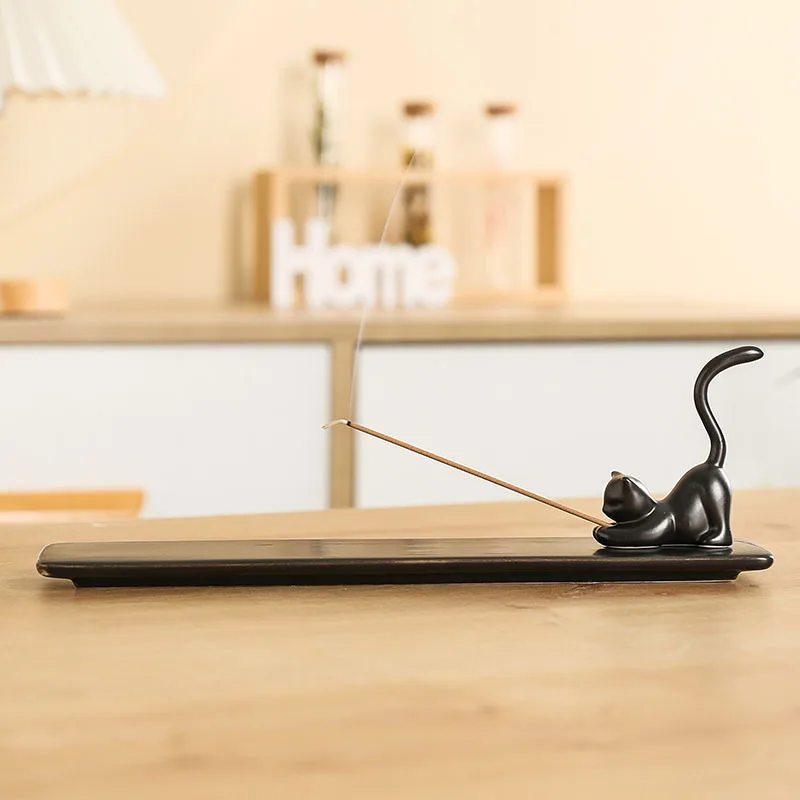 

Керамическая плита для ароматерапии с котом, ювелирное украшение, креативный милый кот, домашний креативный держатель для благовоний в помещении