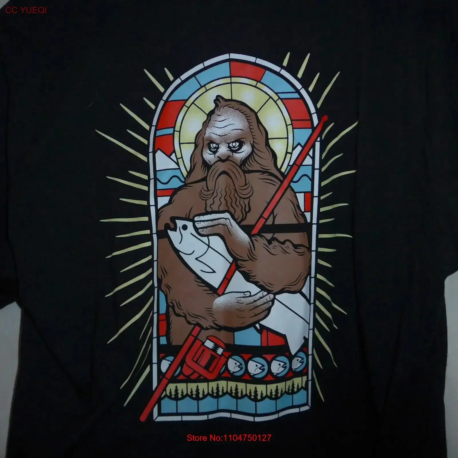 STLHD SAINT SASQUATCH Double Sided Squatch Black T Shirt Sz Large NWT vintage Washed fashion Slightly Stylish Stretched
