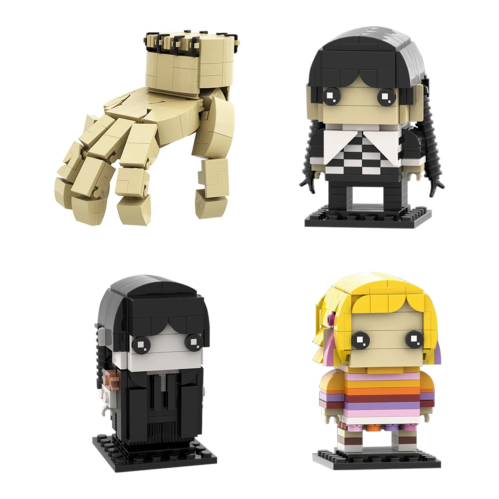 Wednesday Addams Brickheadz Building Blocks Moc Movies Figure Model Strange Hand Bricks Sets Toys for Kids Adult Gift