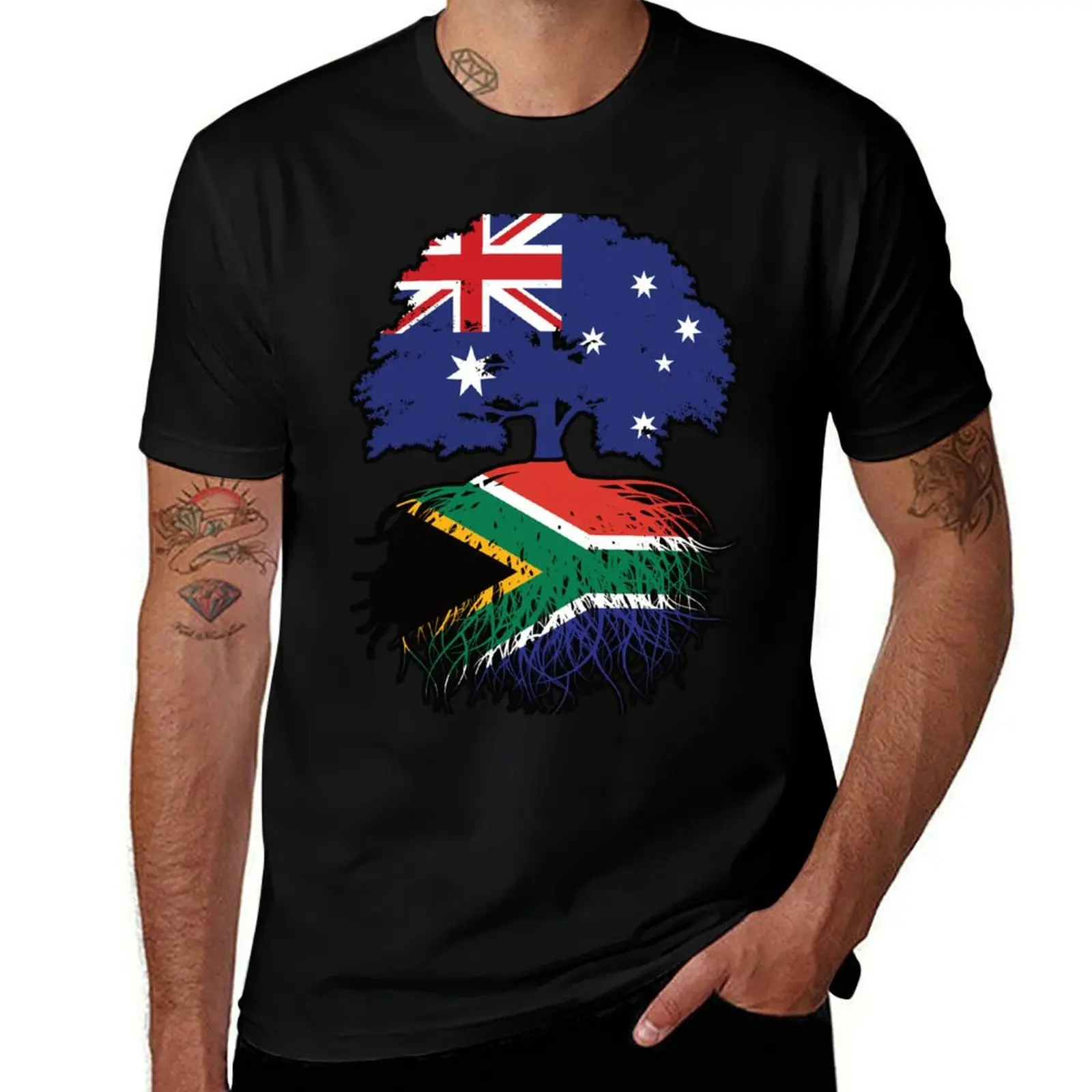 

South Africa South African Australian Australia Tree Roots Flag T-Shirt oversize t-shirts man anime t shirts shirts men