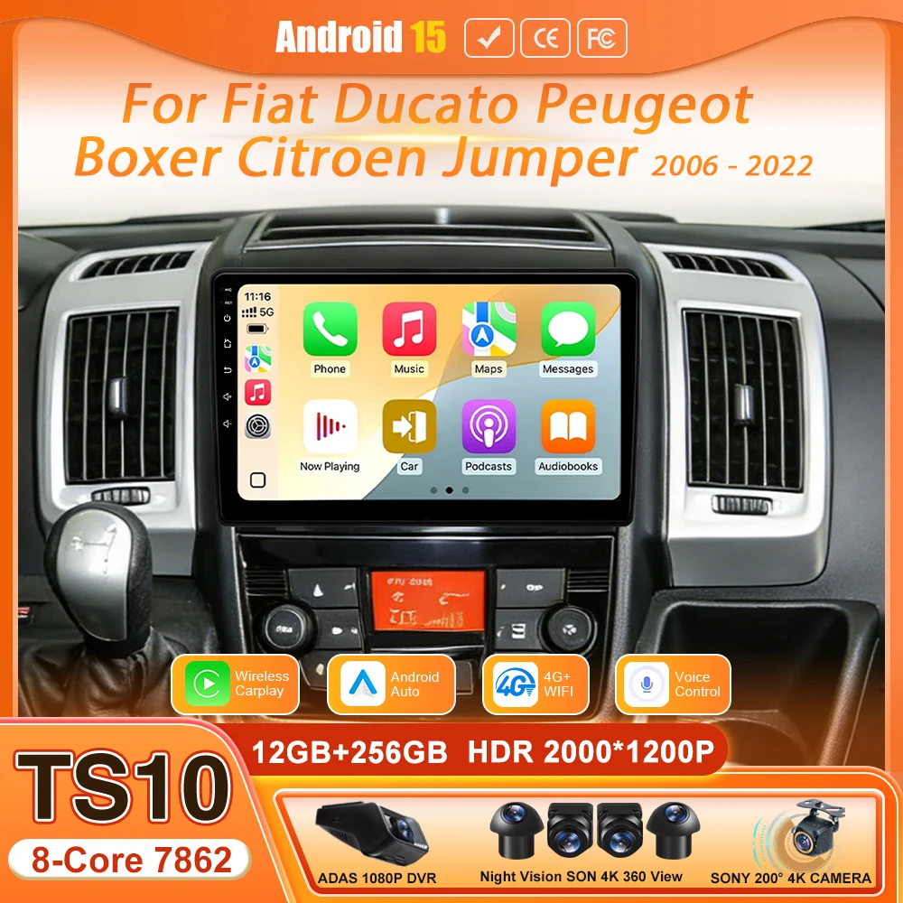 For Fiat Ducato Peugeot Boxer Citroen Jumper 2006 - 2022 Auto Head Unit Car Multimedia Radio Player Video Audio Screen GPS 2din
