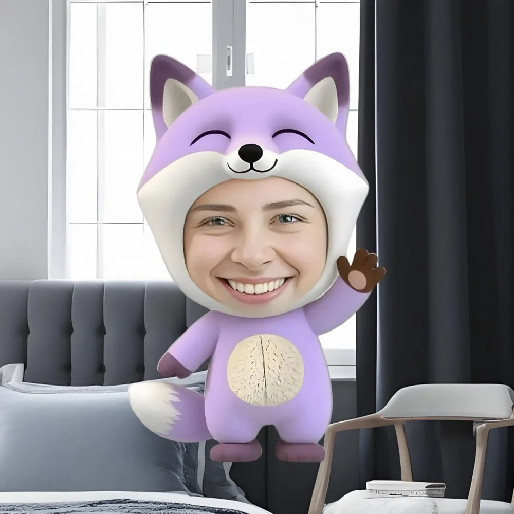 وسادة وجه Fox ثلاثية الأبعاد مخصصة للصور على الوجهين، توفر هدايا إبداعية للأحباء والأزواج وأعياد الميلاد