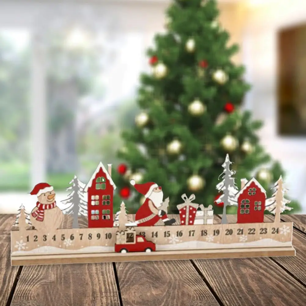 Holiday Accents Christmas Countdown Wooden Block Advent Calendar Truck Figurine for Table Shelf Decoration 24 Days Vacation