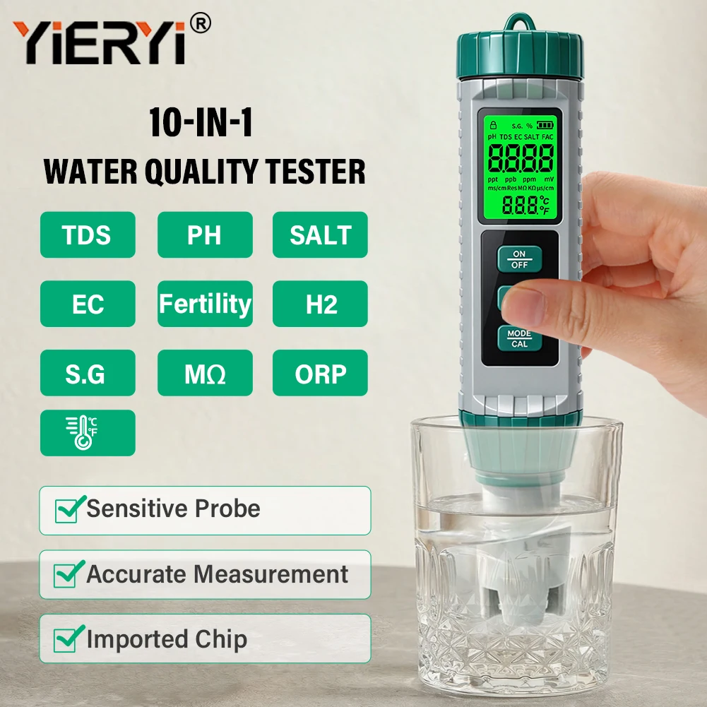 Ph Meter Digital Water Tester - Новый 10-в-1 pH-метр для измерения pH,