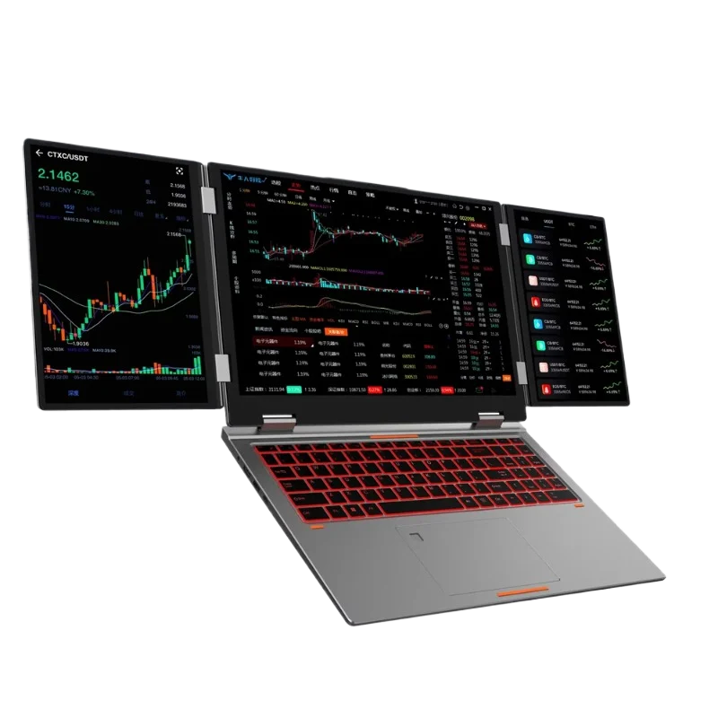 MAX16 Intel I5-12450H Laptop Triple-Display Screen Notebook Dual Channel M.2 2280 SSD WiFi5 RJ45 BT5.0 Gaming Computer