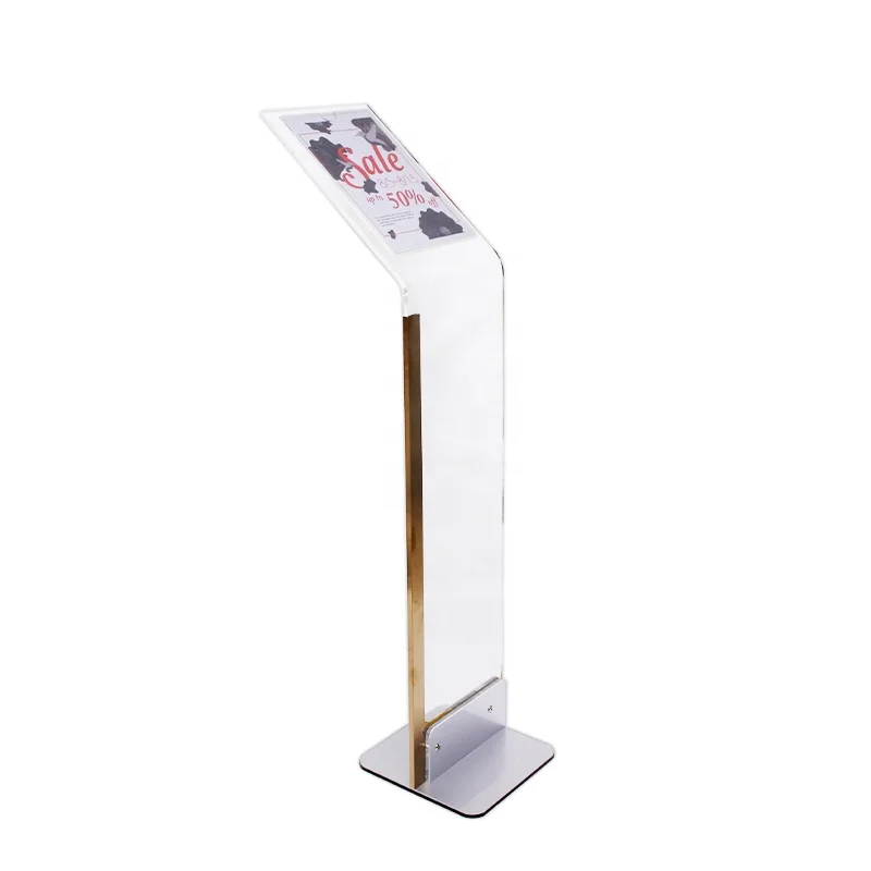 

Custom clear acrylic A4 brochure holder floor standing advertising poster sign display stand for supermarket exhibition hotel