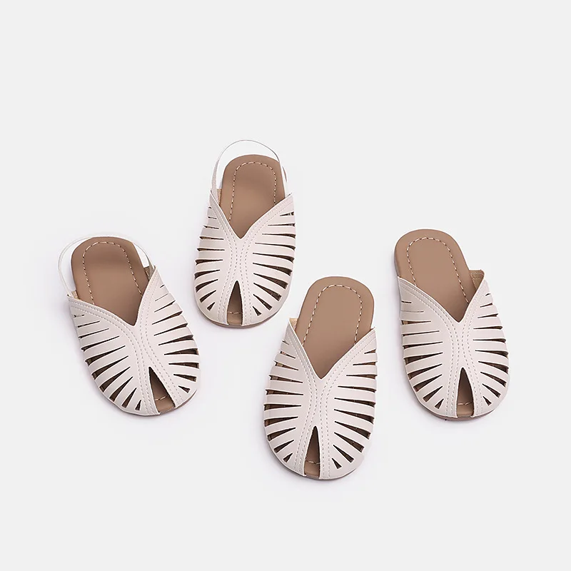 

Mumoresip Girls Summer Sandals Outdoor Hollow-out Beige Kids Causal Shoes Soft Breathable School Beach Children Flat Slippers