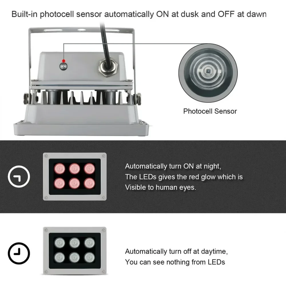 

6 шт. массив светодиодов ИК для улицы IP65 водонепроницаемый ночного видения для камеры видеонаблюдения 90-60 - 45 градусов инфракрасная лампа массив ИК-осветитель