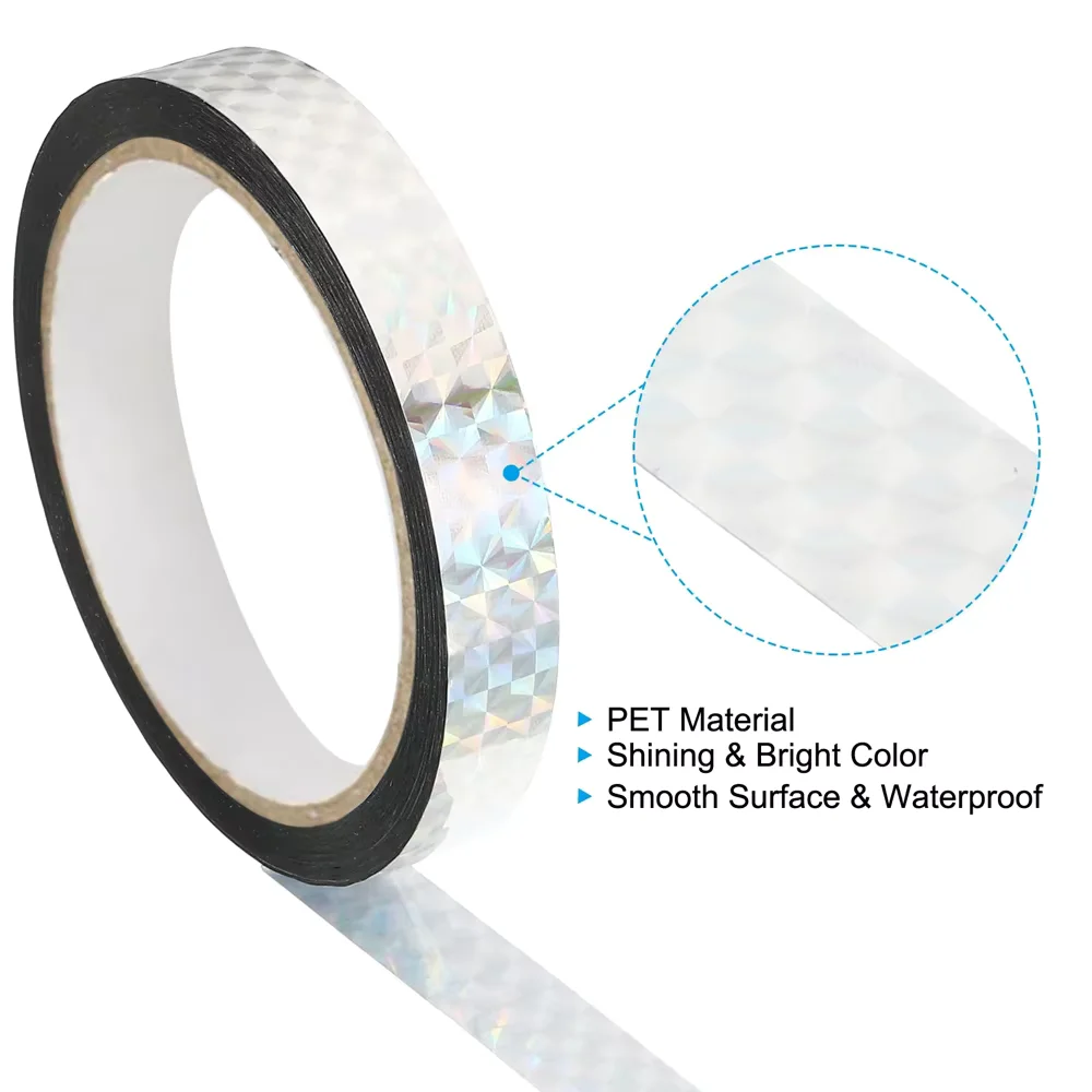 Laser tape, 0.59 inch x 131 feet, holographic metalized reflective adhesive used for detail decoration, wall decoration, and art