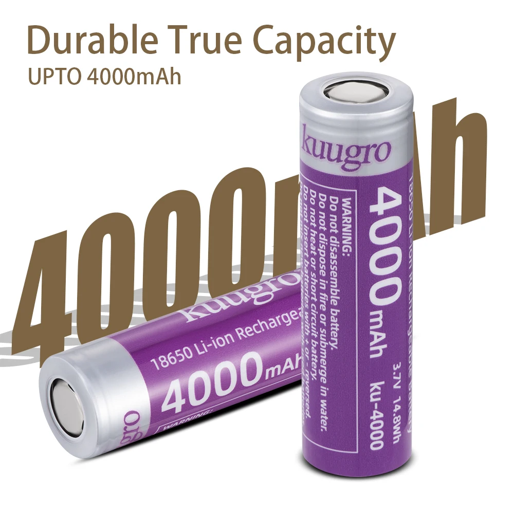 

Kuugro ku-4000 18650 Battery 4000mAh 3.7V 12A Discharging Rechargeable Batteries For Battery Packs Power Tool Flashlight Fan