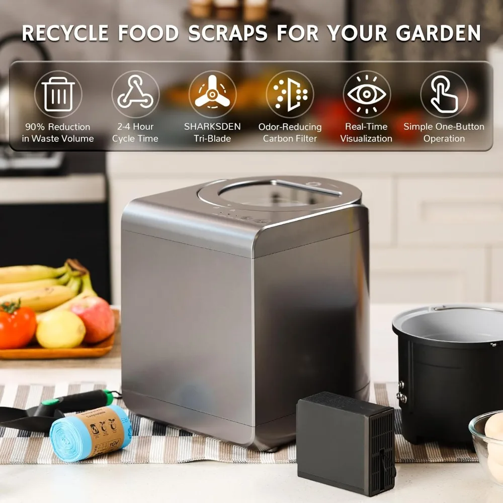 Revive Electric Kitchen Composter with Visual Cover, 2.5L Capacity with Upgraded Tri-Blade