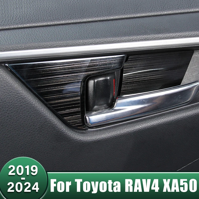 

Stainless Car Interior Door Handle Bowl Cover Decoration Trim For Toyota RAV4 XA50 2019 2020 2021 2022 2023 2024 RAV 4 Hybrid