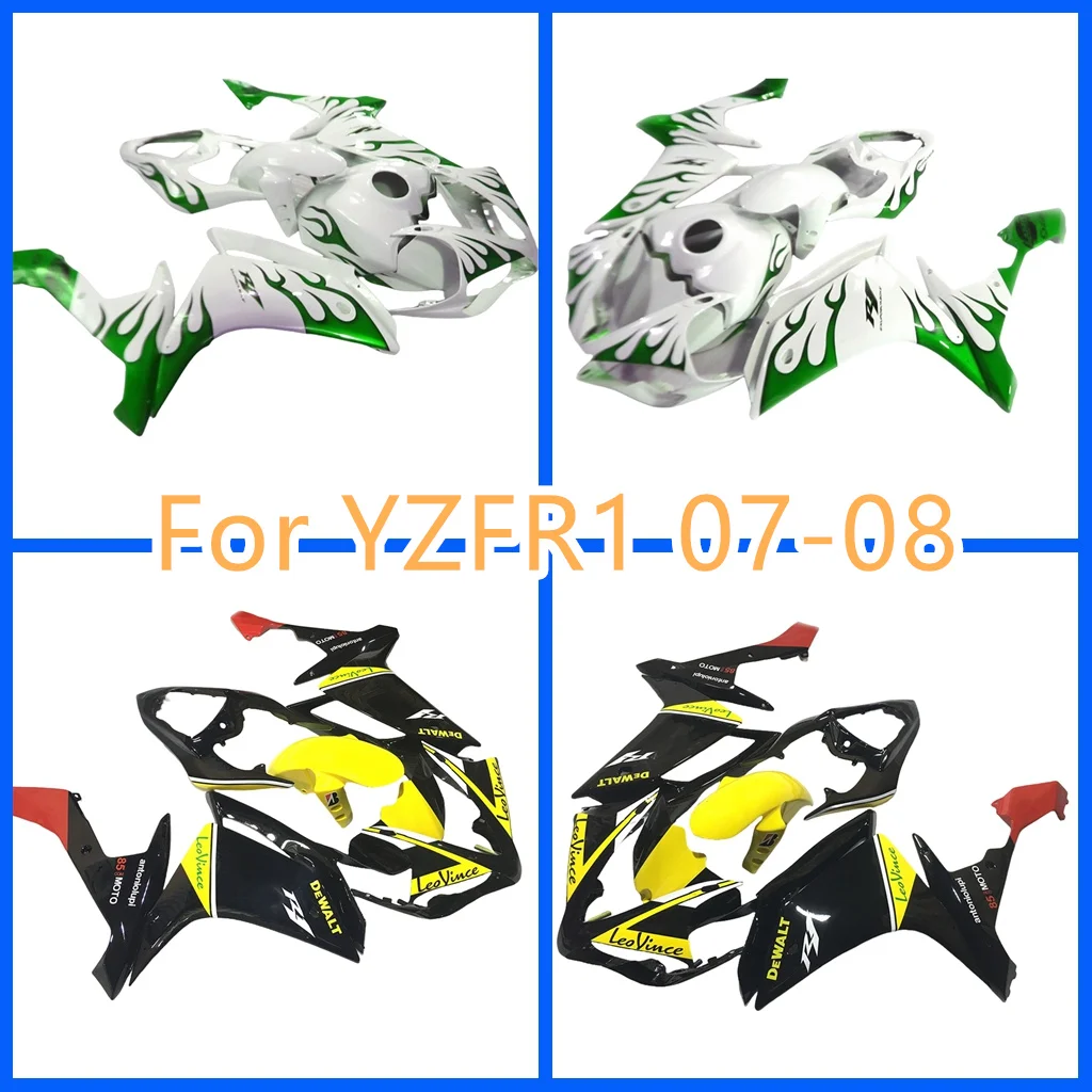 Green Flames Injection Mold Bodywork for YAMAHA Body YZF1000 YZF-R1 YZF R1 1000CC 2007-2008 YZFR1 07 08 Sportbike Fairing Kit