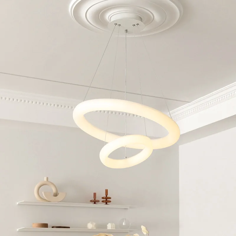 

Cream Style Pendant Lights Ring Rotational Molding Lampshade Modern Minimalist Personality Room Decoration Staircase Coffee Shop
