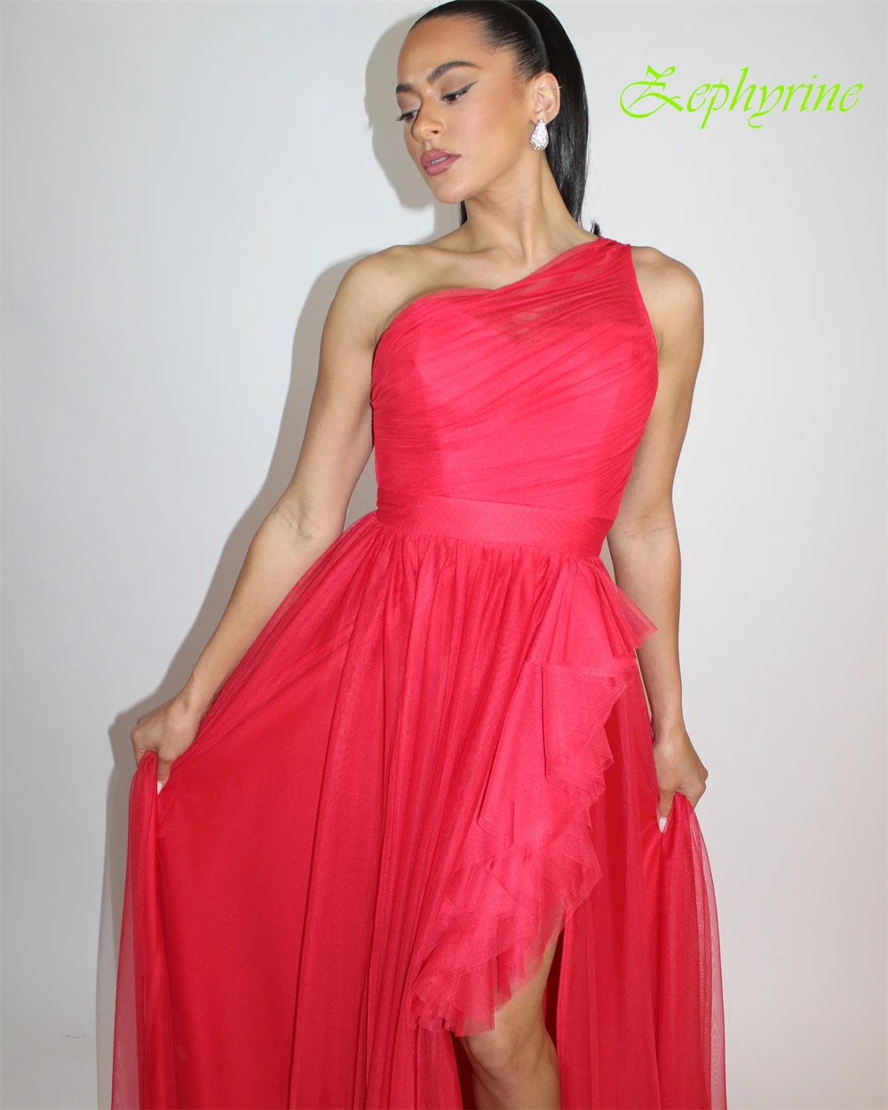 Vestido de noche sin mangas de gasa con un hombro, Sexy, personalizado, con temperamento, corte en A, vestidos de fiesta elegantes con cremallera en la espalda