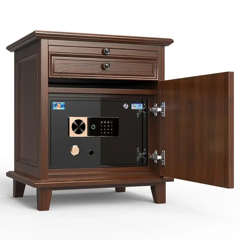 American solid wood invisible, bedroom bedside table, new smart fingerprint, password integrated all-steel, safe